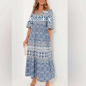 Tuckernuck Blue and White Printed Maxi Dress